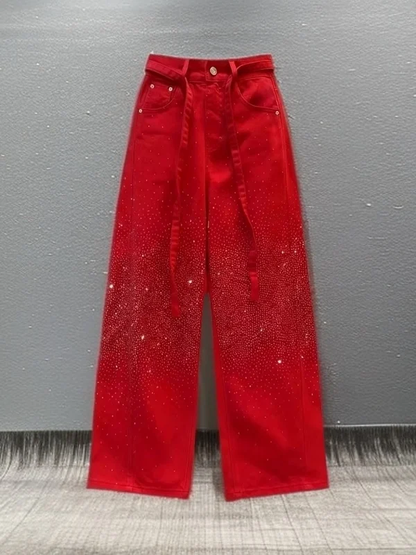 

High Waist Wide Leg Knife Denim Jeans Women's Spring Faion Street Sle Casual Multi ket American Trendy Brand