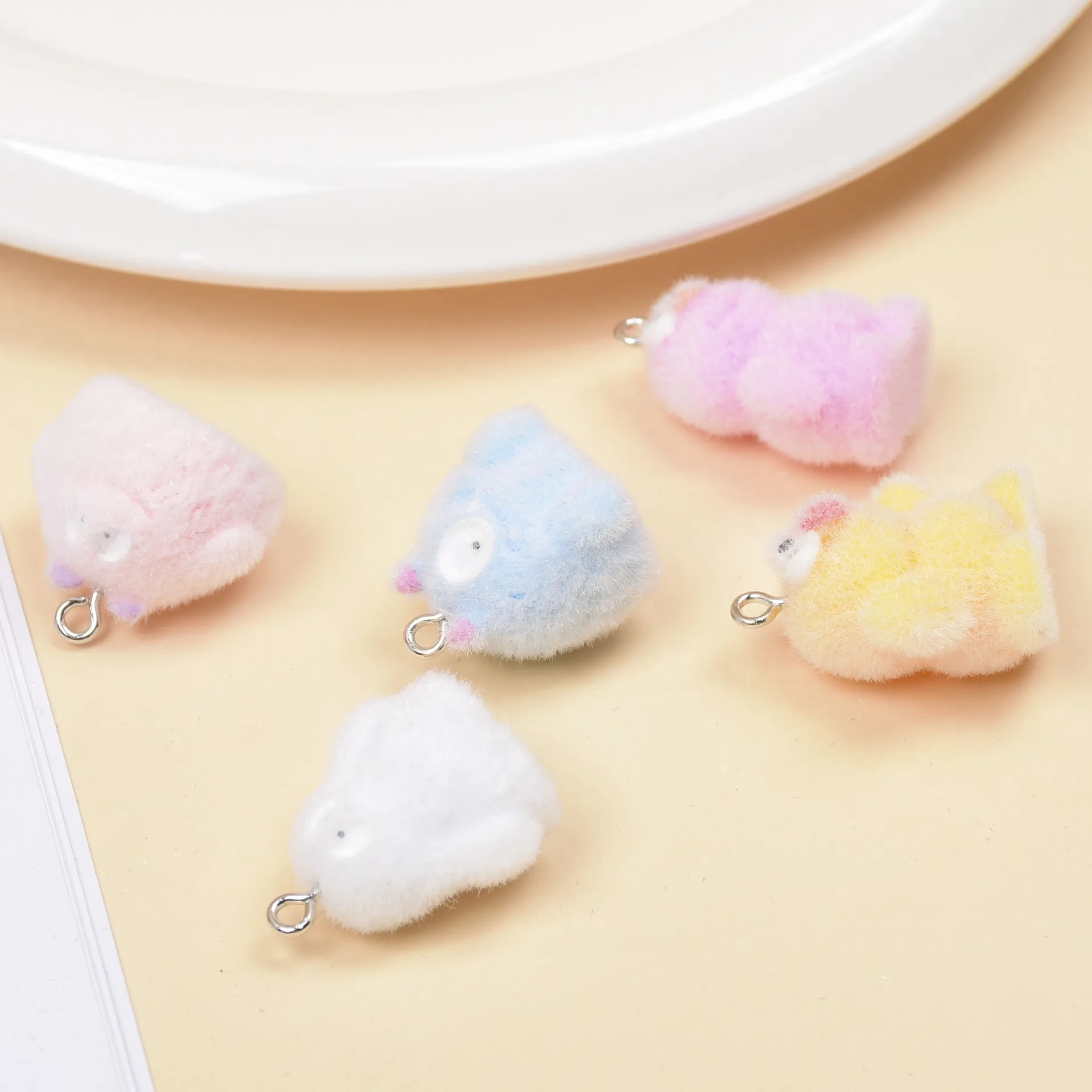 20Pcs Fluffy monsters Doll Charms 3D Cute resin Pendant For Bag Keychain Earring DIY Crafts Jewelry Make Accessories