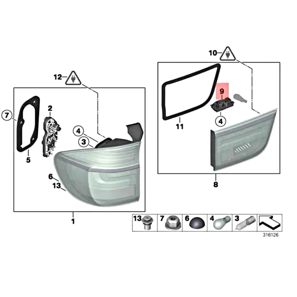 

Unusual Tail Light Bulb Socket Side Rear Light Bulb Tray Holder For BMW X5 E70 X5 E70 LCI Automobile Right 63217262575