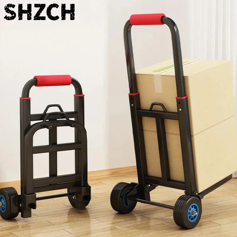 Adjustable Folding Hand Trolley Small Luggage Trailer for Home Use Portable Handle Car for Shopping and Moving