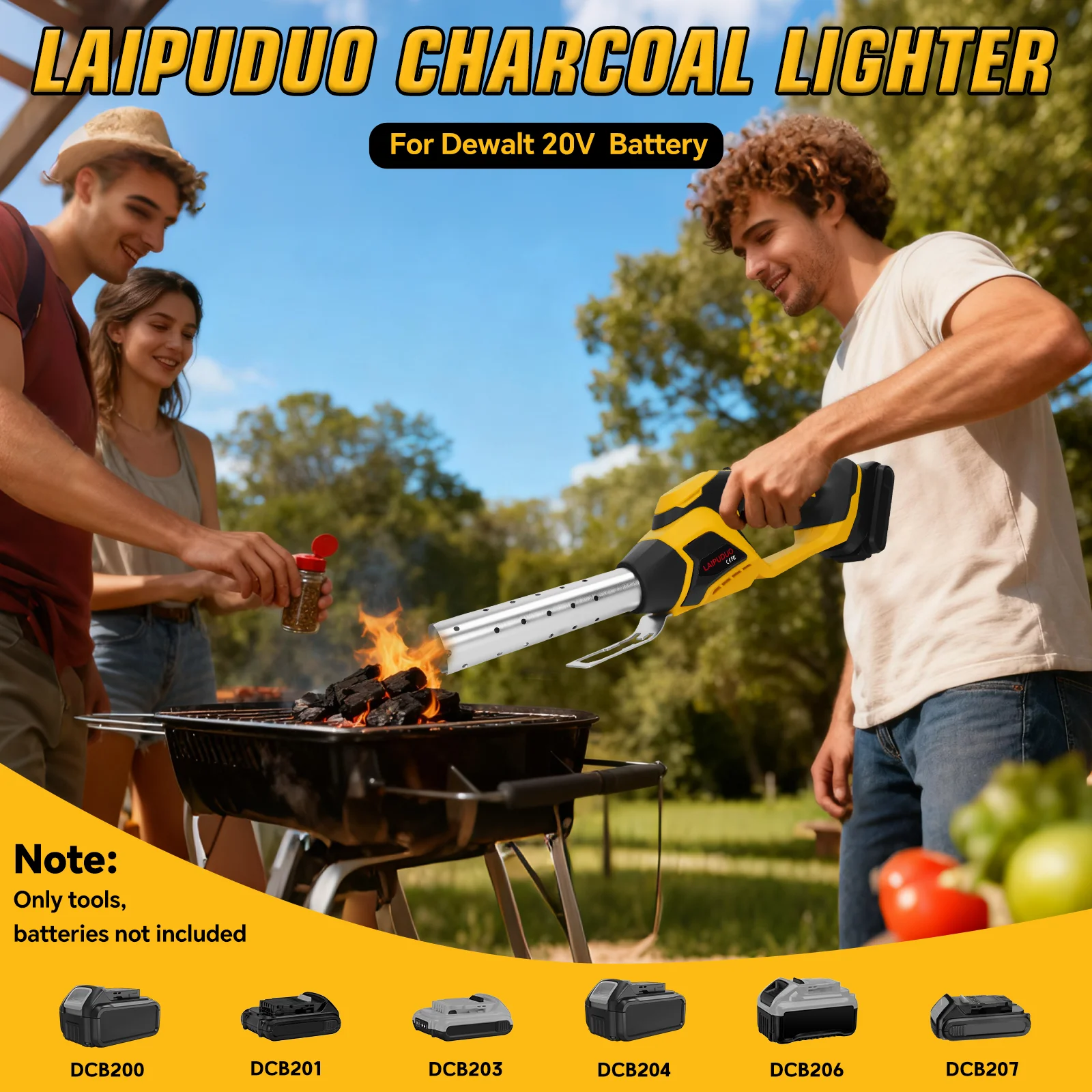 400W Electric Charcoal Starter Cordless Fire Lighter Chemical Free Heated Air with Built-In Blower for Dewalt 20V Battery Pin