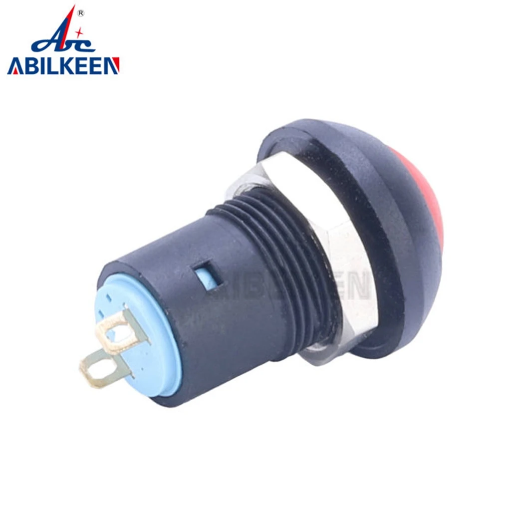 ABILKEEN Special Offer 12MM Red Domed Round Head Self-Return Type Plastic Push Button 1NO with 2 Pin Solder Terminal image 4
