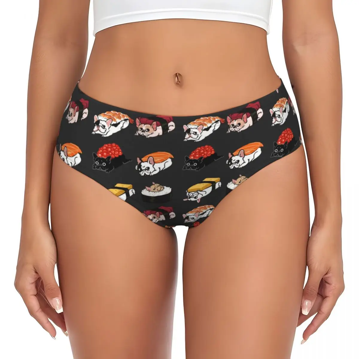 

Custom Sushie Frenchie By Huebucket Brief Panties Women's Comfort Stretch French Bulldog Underwear
