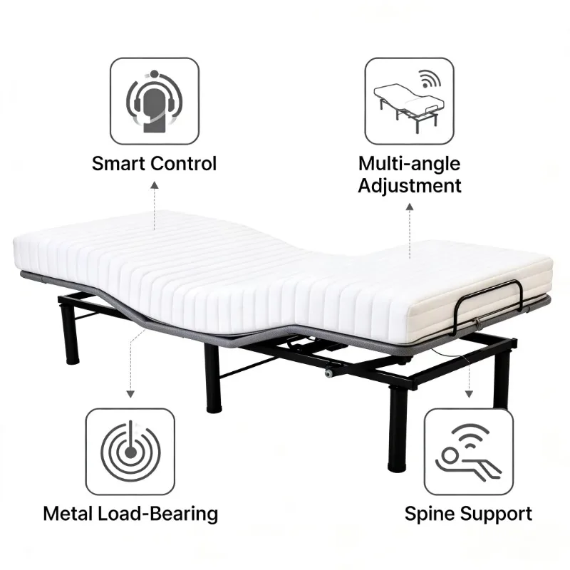 Wholesale Iron Electric King Size Premium Comfortable Adjustable Bed | Motor Modern Design 300KG Bearing Capacity