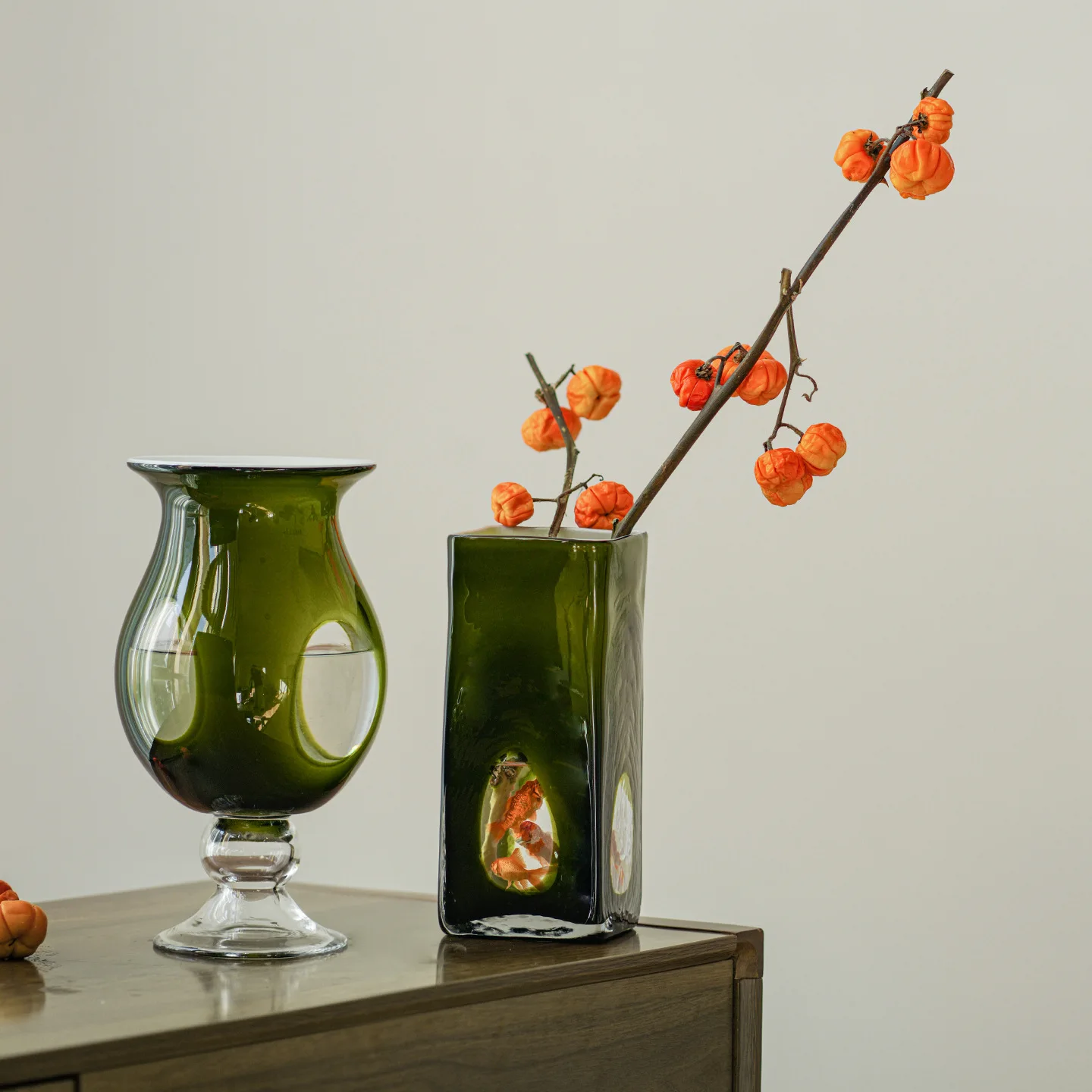 DSA medieval square mouth glass vase, high-end living room decoration ornament, hydroponic flower arrangement, homestay soft
