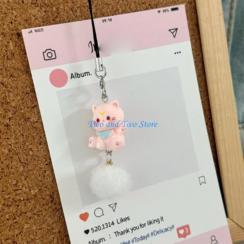 

HX6F Fashionable Lovely Cats Keychain Resin Pendant Accessory for Girls Backpack Decoration and Sweet Gifts Addition
