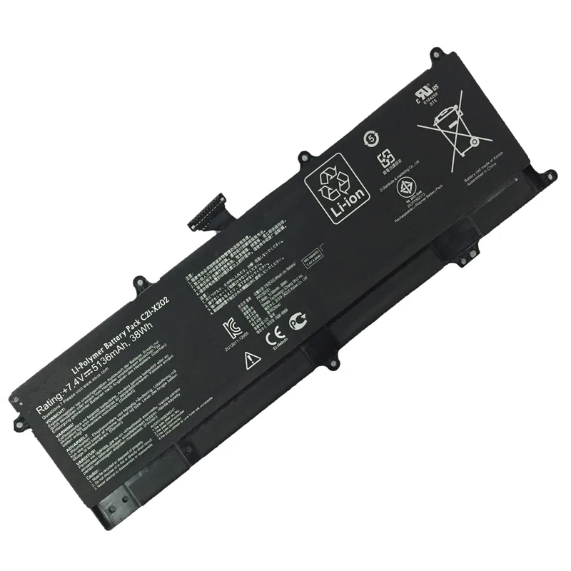 

7.4V 38Wh/5136mAh C21-X202 Laptop Battery for ASUS VivoBook S200 S200E X202E X201E S200L S200E-CT209H X202E-CT143H X202E-DH31T