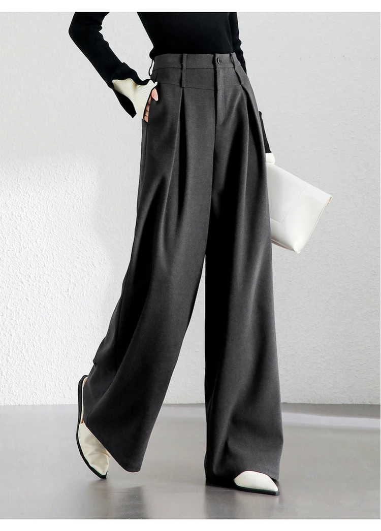

SENTUBILA Women's Wide Leg Pant 2025 Spring Fall Elastic Hight Waist Fluid Drape Relaxed Fit Long Trouser Lady Clothes 144K56925