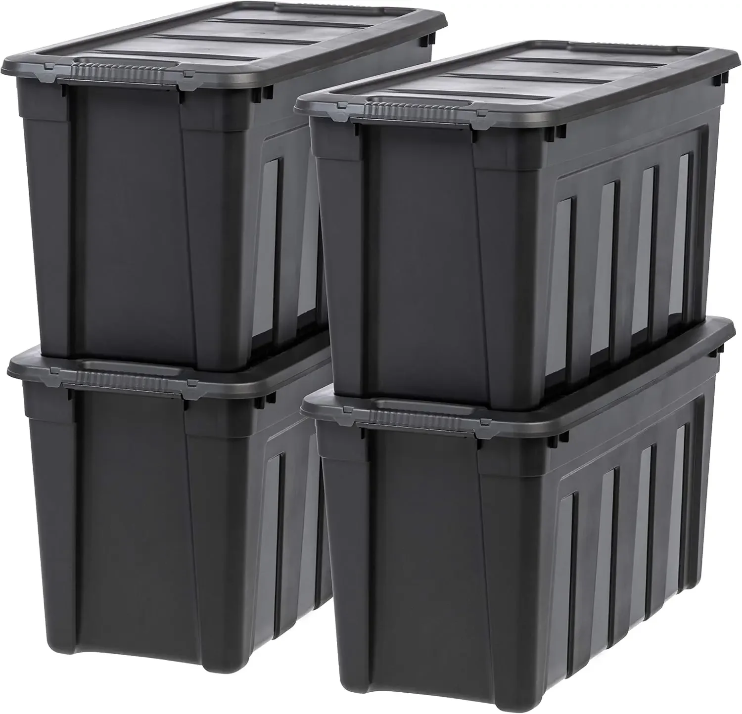 IRIS USA 31 Gallon Heavy Duty Totes for Storage with Easy-Grip Handles, 4 Pack - Made in USA, Storage Bins with Lids, Durable St