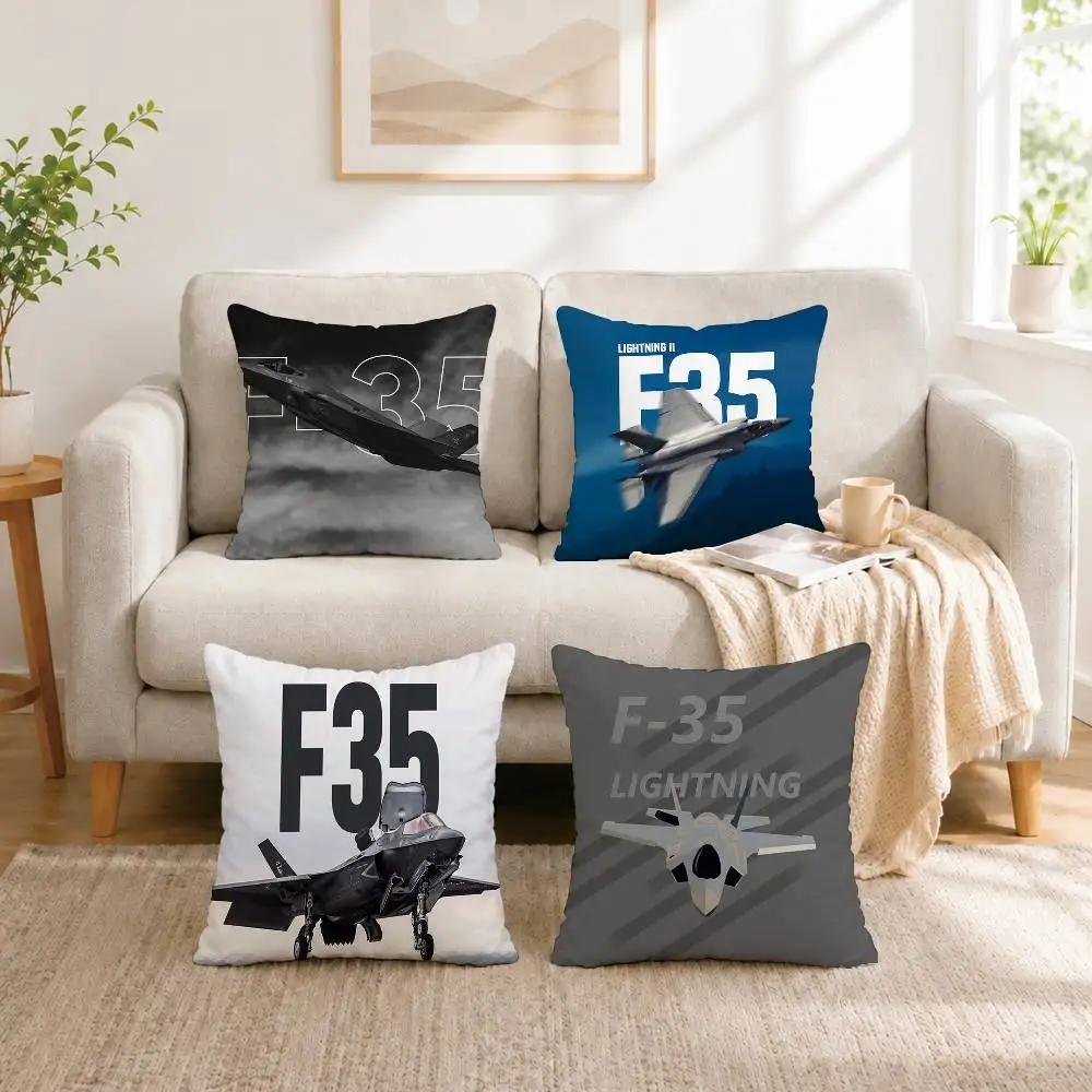 C-Cool F-35 Lightning II Fighter Jet Pillow Case Square Double-Sided Sofa Cushion Cover Bedroom Bedside Pillow Gift