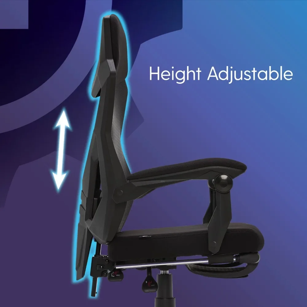 Gaming Office Chair With Extendable Leg Rest Free Shipping Black Fabric Upholstery Computer Armchair Gamer Chairs Pc Lightweight