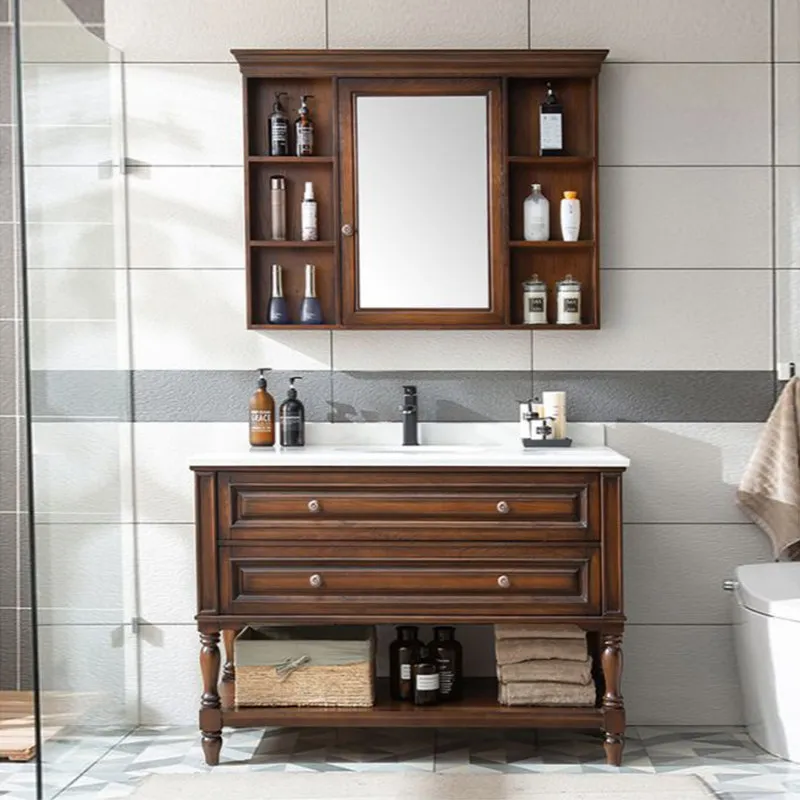 Bathroom cabinet, floor-to-ceiling cabinet, oak paint washstand, hand washbasin cabinet