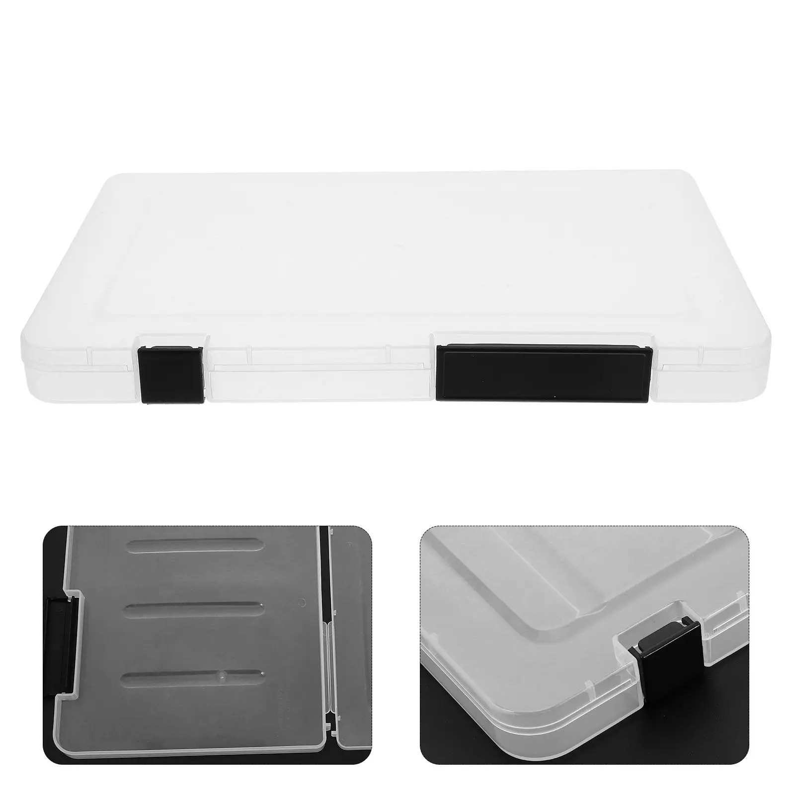 

Коробка для хранения документов формата А5, тонкая, черная, с застежкой на кнопку, прозрачный пластиковый органайзер, портативный держатель для файлов, хранение канцелярских принадлежностей для офиса и школы