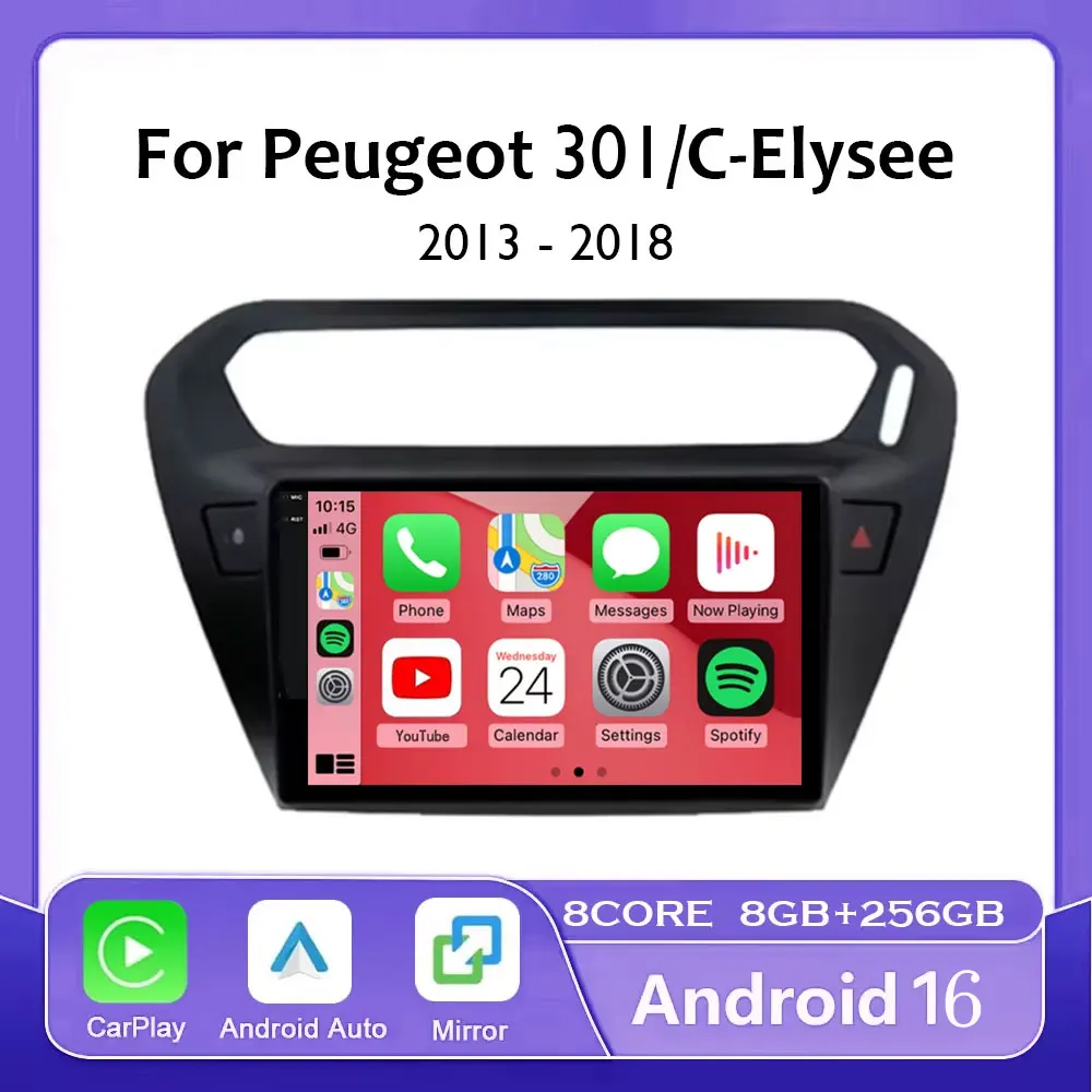 Android 16 For Peugeot 301 per Citroen C-Elysee 2012 - 2016 Car Multimedia Player Car GPS Navigation Touch Screen No 2din