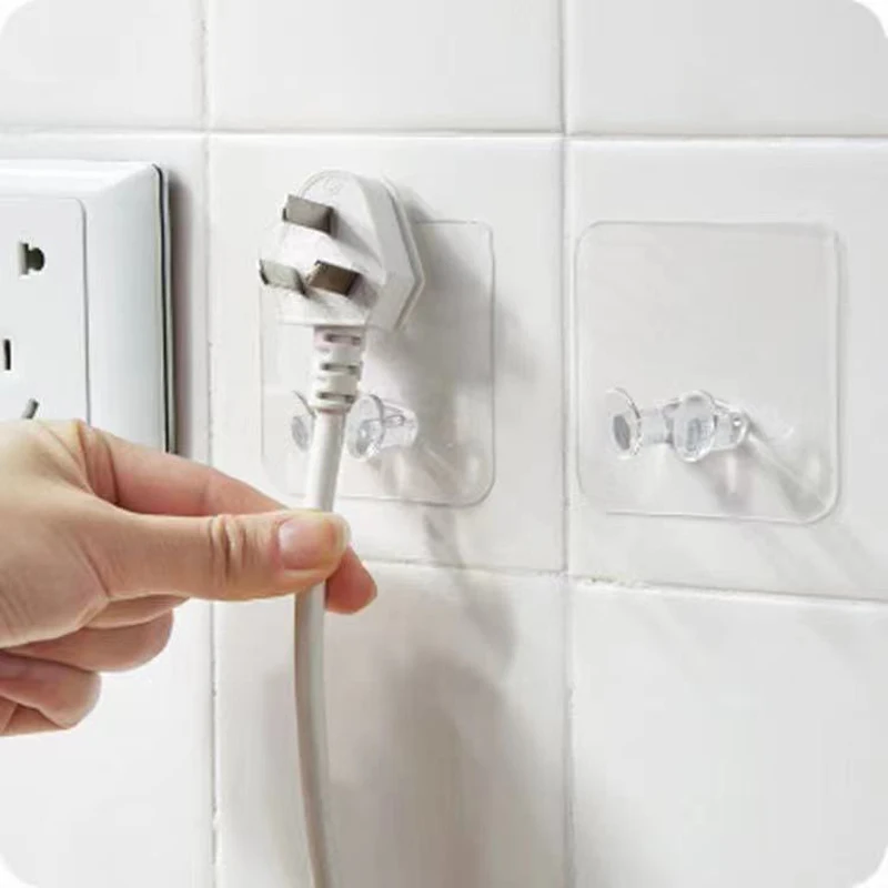 5 Pcs Home Bathroom Wall Storage Hook Punch-free Power Plug Socket Holder Kitchen Stealth Hook Wall Adhesive Hanger