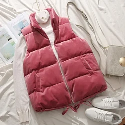2023 New Vest Women Winter Padded Jacket Down Cotton Vest Puffer Waistcoat for Female Stand Collar Sleeveless Jacket Coat Vest