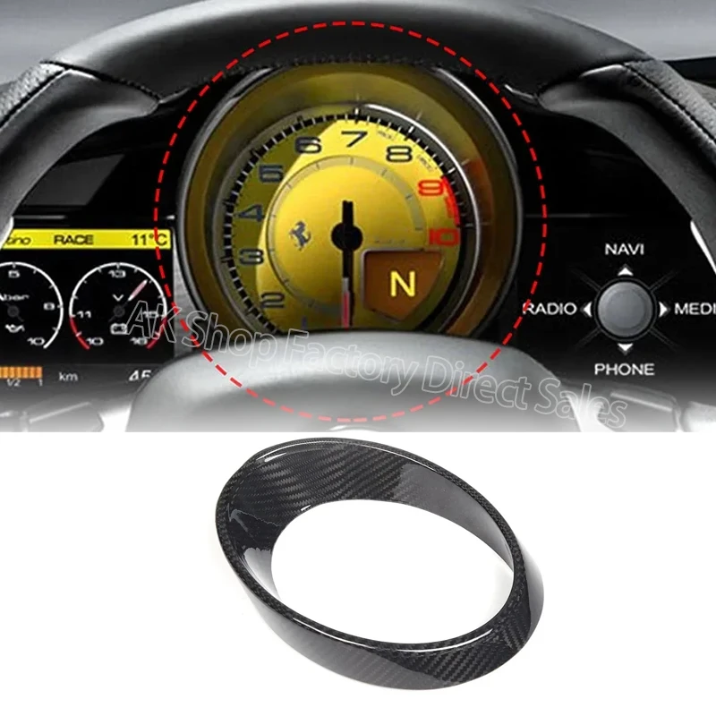 For Ferrari 458 488 11-16 Real Carbon Fiber Speed Meter Gauge Cluster Bezel Dashboard Dial Dash Ring Cover Trim Car Accessories