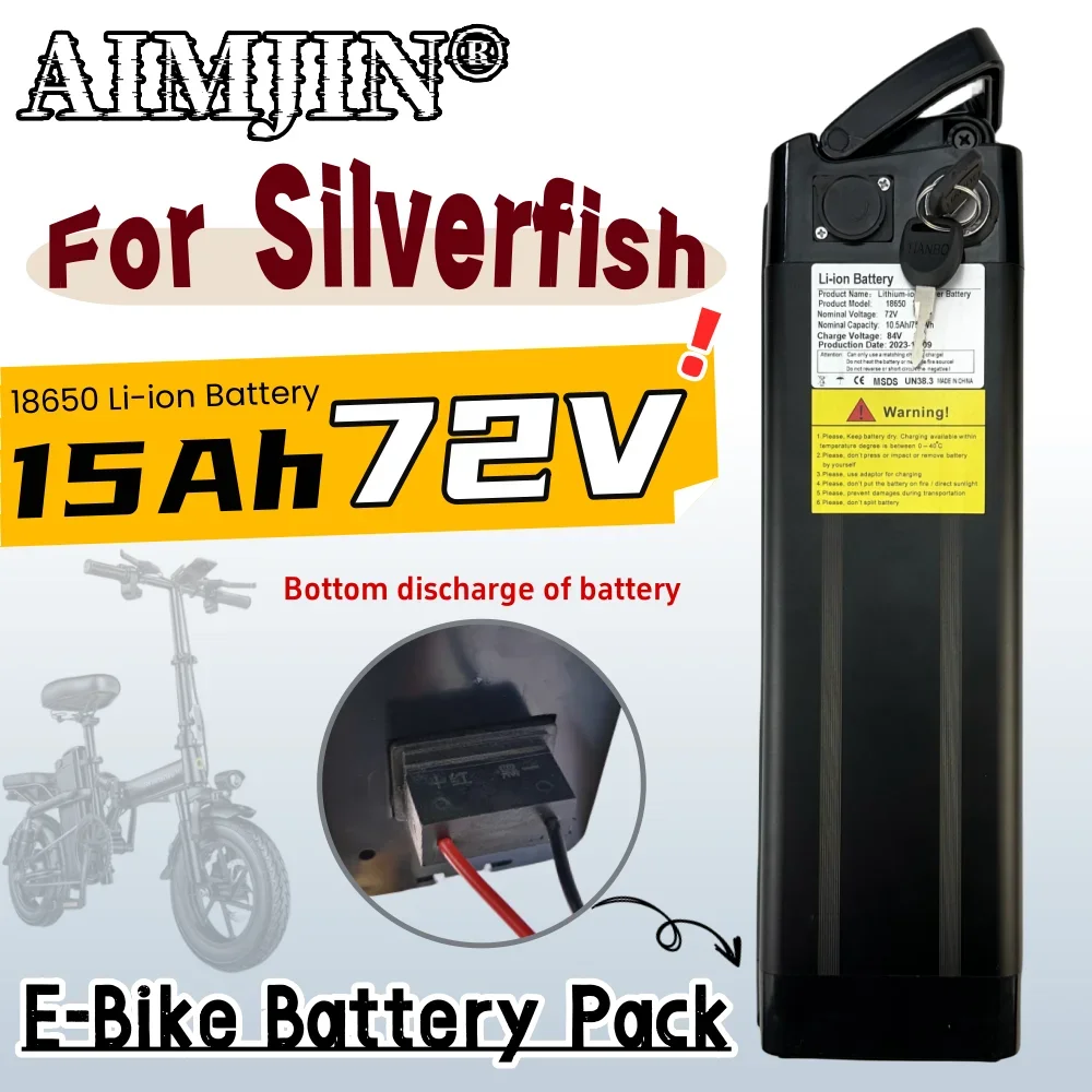 

72V Silverfish Battery 18650 Li-ion Battery Pack 72V 15Ah 500W 750W 1000W For transportation equipment Outdoor Power Supplies et