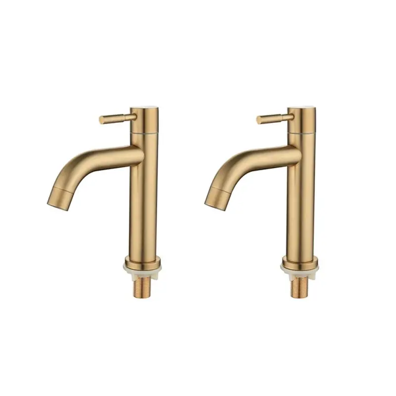 

ABLN-2X Brush Gold Single Cold Basin Faucet 304 Material Basin Mixer Bathroom Sink Faucet Water Wash Mixer Tap-A