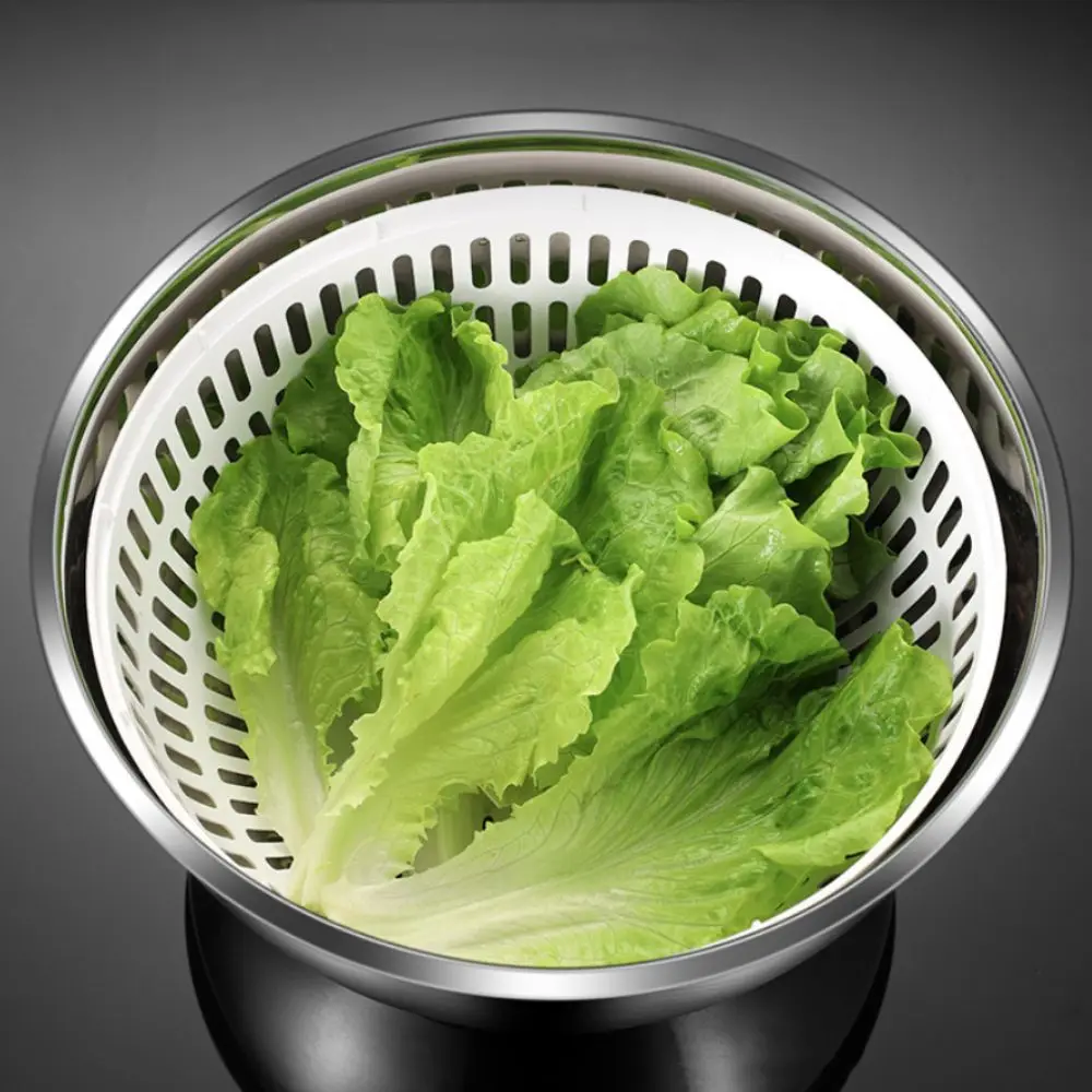 

Сушилка для салата из нержавеющей стали 3,5 л, корзина для быстрой сушки овощей, ручная, большой емкости, для отжима воды и замеса теста