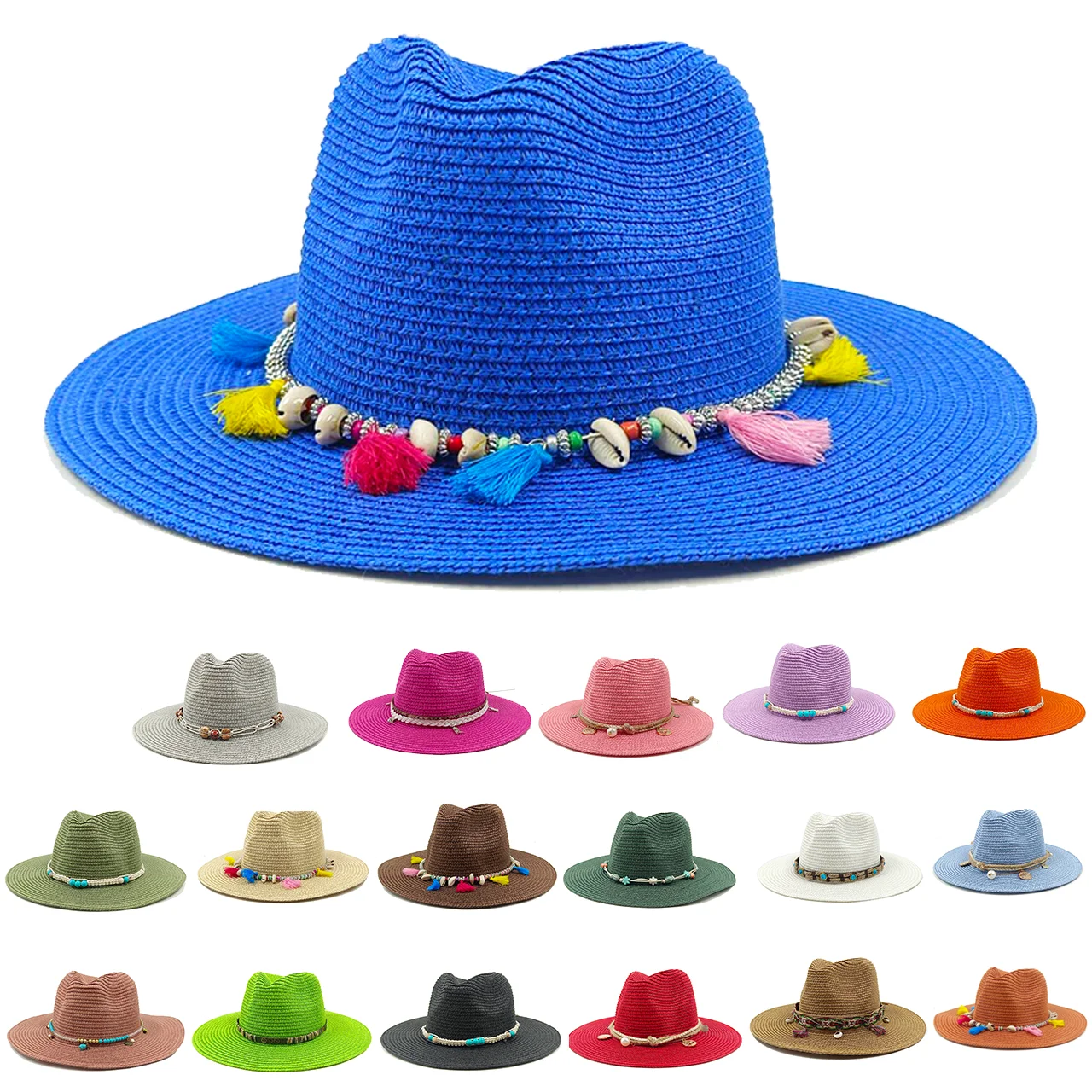 Jazz straw hat men's and women's hat accessories sun hat outdoor anti-UV beach hat women's hat  gorras 햇빛가리개모자
