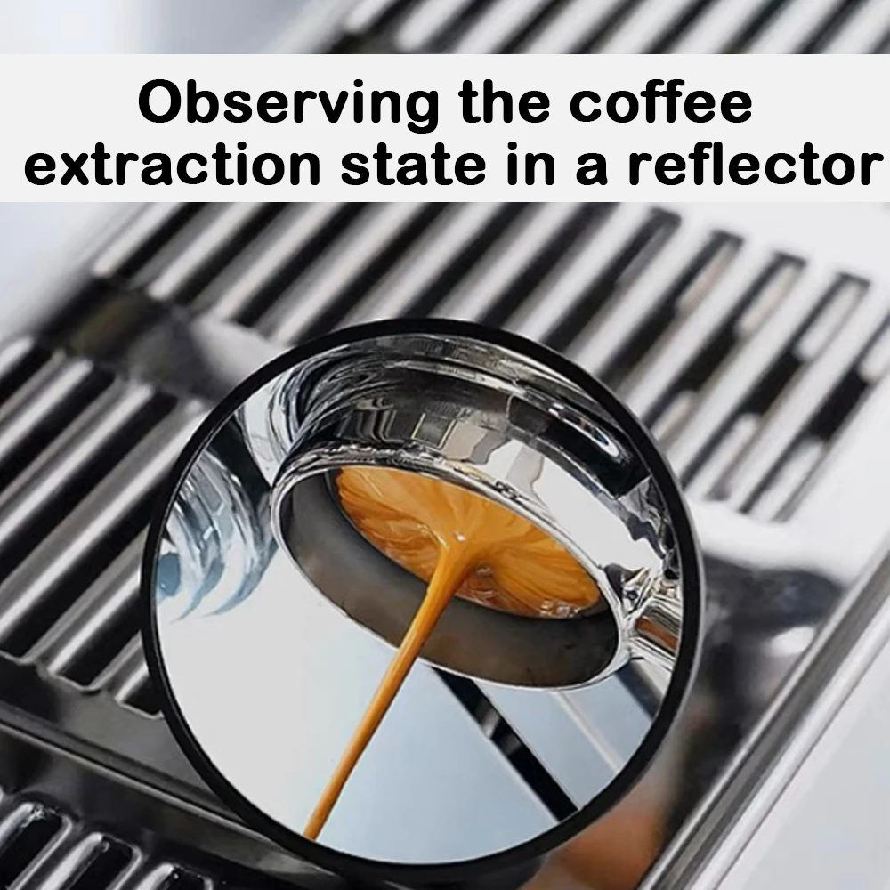 Espejo de extracción de café con atracción magnética, espejo reflectante Espresso para observación de café portafiltro sin fondo