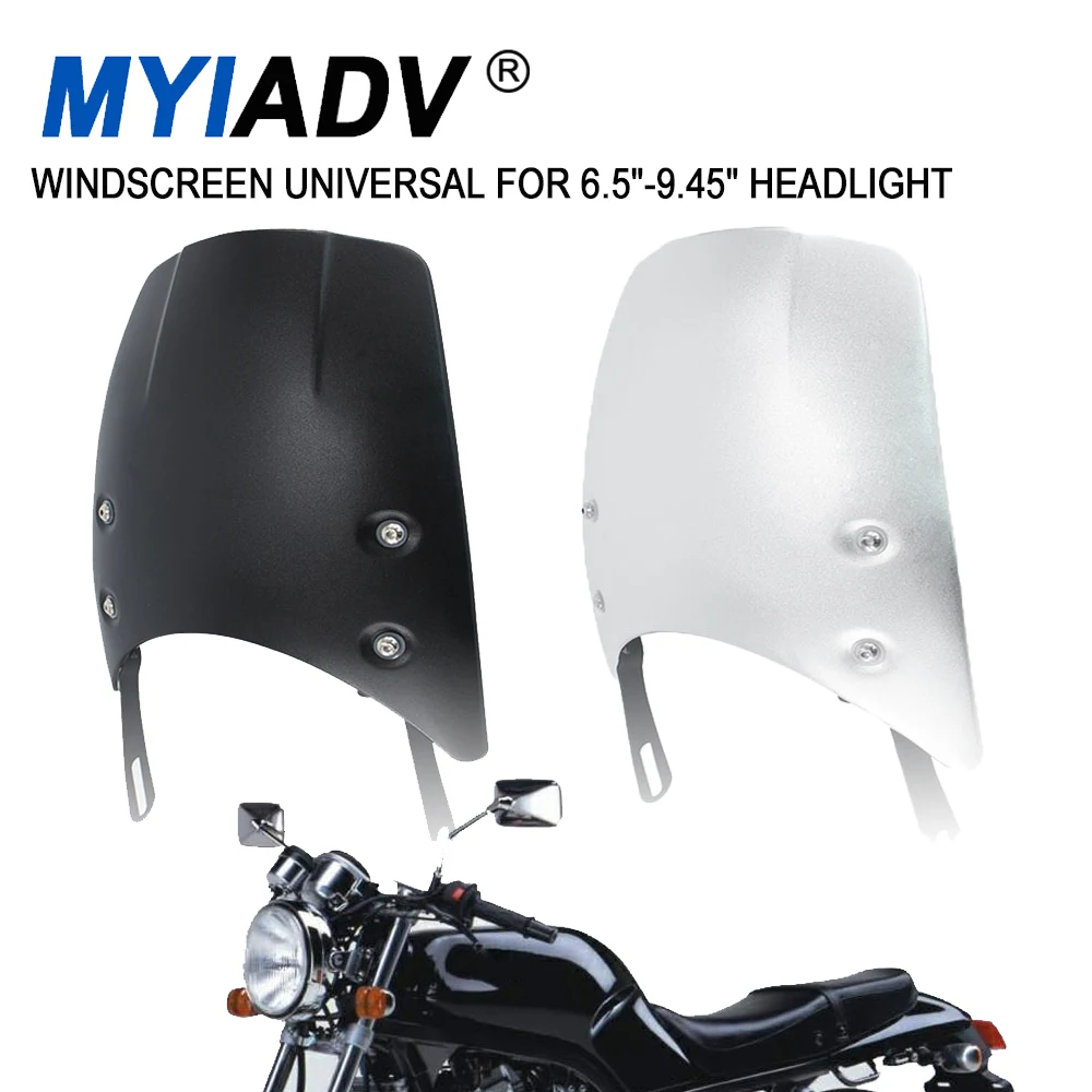 

Motorcycle Windshield Windscreen For Kawasaki Zephyr 750 W650 Eliminator 400LX 250LX Universal For 6.5"-9.45" Round Headlight