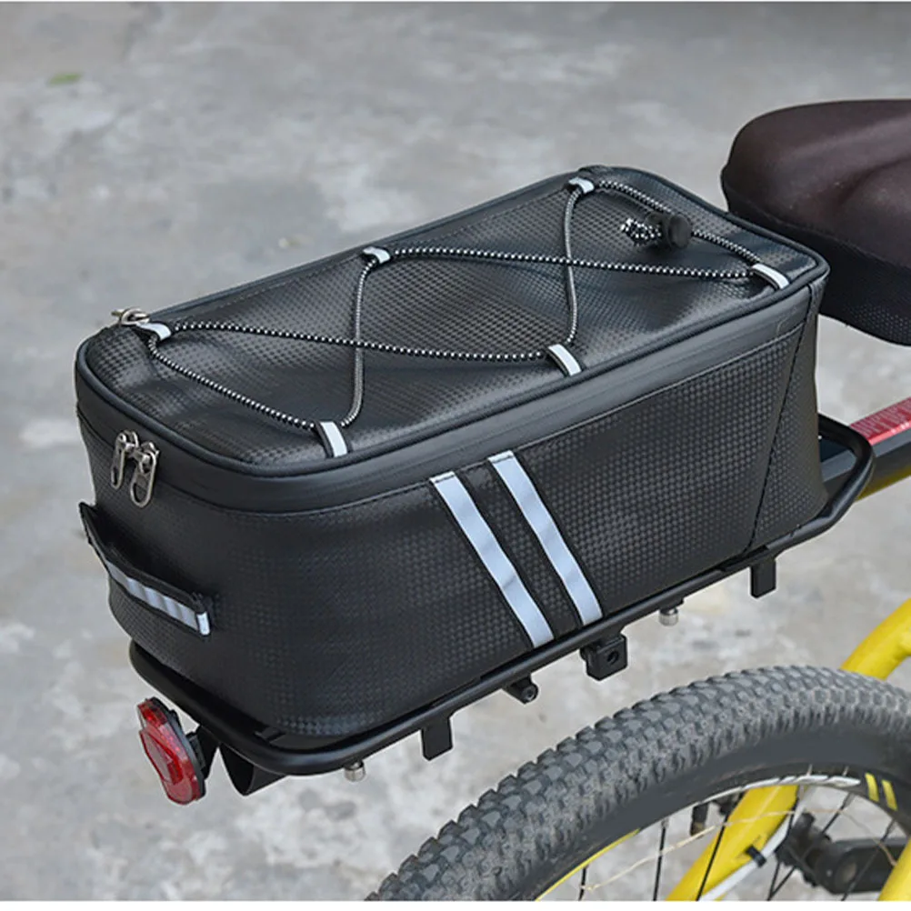 

1Pcs Waterproof Backseat Bag 8L PU Large Capacity Double Zipper Reflective Strip for Bike Riding Backseat Bag