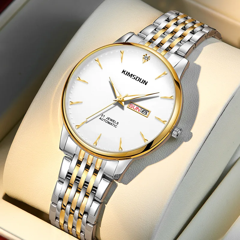

Stainless Steel New Business Day-Date Luminous Waterproof Precision Steel Band Self-Wind Automatic Watch for Men