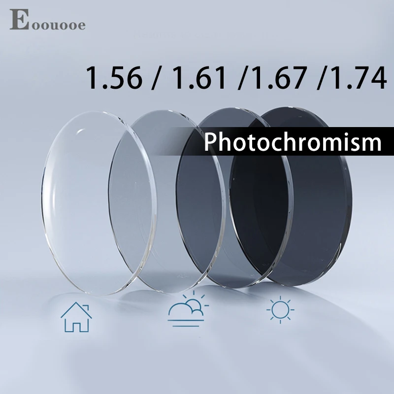 Photochromism Gray Brown 1.56 1.61 1.67 Index Aspheric Lenses UV-proof Myopia Hyperopia Outdoor Prescription Sun Optics Glasses