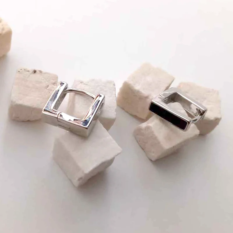 Stamp 925 Sterling Silver Female Sweet Earring Square Enamel Fashion Simple Elegant Earring for Women Girl Party Jewelry 2026