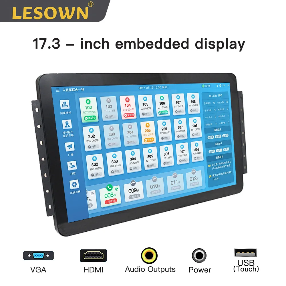 

LESOWN 17,3-дюймовый встроенный дисплей 1080p 10 точек с открытой рамкой и сенсорным экраном 16:9 1920x1080 ЖК-монитор промышленный для видеонаблюдения