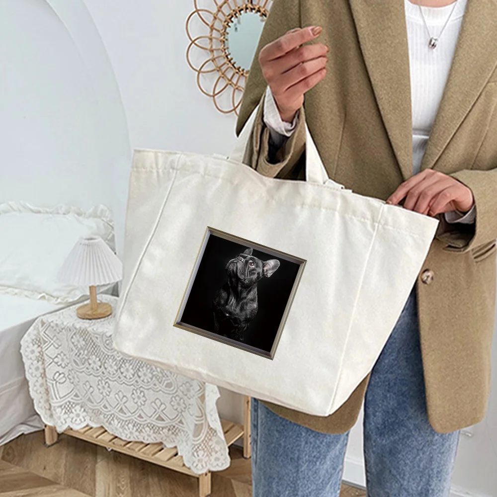 Animal Series Pattern Foldable Reusable Canvas Bag for Men/Women Outdoor Travel Work and Commuting Large Capacity Storage Bag