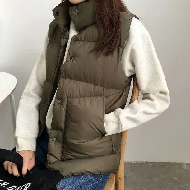 2021 Autumn  Winter New Women's Short Vest Student Coat Girl's Cotton Coat Cotton Coat Casual Warm Outside Slim Versatile White