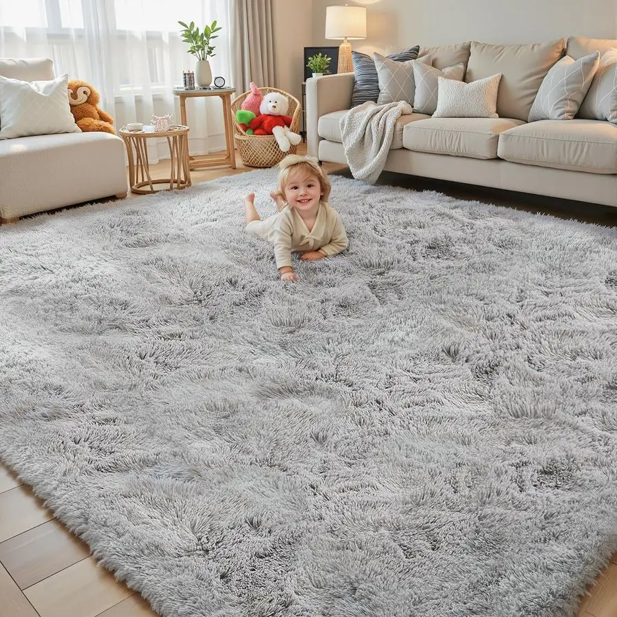 

Area Rugs for Living Room Bedroom Rug, Large Shaggy Soft Plush Furry Bedside Rug, Area Rugs for Home Decor Light Grey, 8x10 Feet