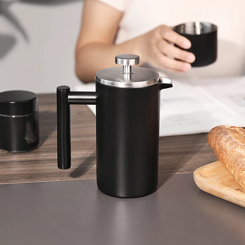 

304 stainless steel French press pot coffee pot French hand brewing coffee utensils set Double insulation