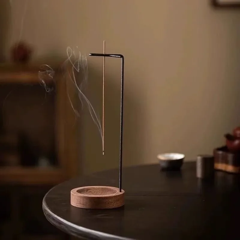 Eco-Friendly Upside Down Incense Set Wooden Spiral Smoke Tray with Stick Holder Zen Home Office Decor Craft Art Smoke Flow Decor