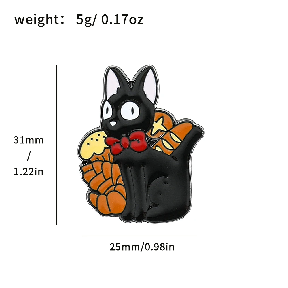 Cute Black Cats Brooch Tie Enamel Pins Cartoon Animal Badges Denim Lapel Pin Jewelry Gift For Kids Best Friends