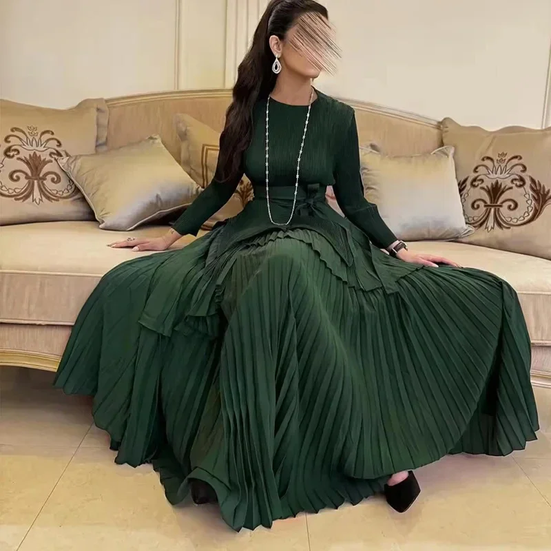 

Лето 2023, новый комплект со складками, нерегулярная юбка-фонарик и длинная юбка, комплект из двух предметов