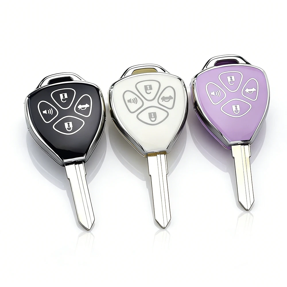 Funda para llave de coche de 2/3/4 botones para Toyota Corolla VIOS Camry Yaris RAV4 HiLux Cruiser Fortuner, funda de TPU para llave, llavero