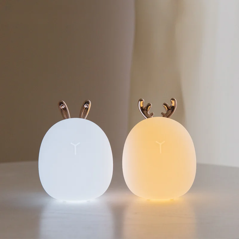 

Modern Creative Cute Deer Atmosphere Night Light Bedroom Bedside Ornament Usb Charging Touch Dimming Cute Pet Gift