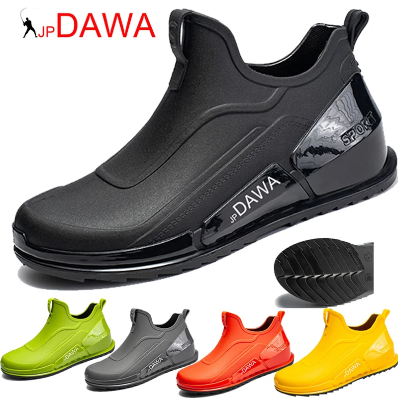 Fishing Rain Shoes Sports Men's Short Barrel Waterproof Shoes Anti slip Low top Men's Rain Shoes Kitchen Work Rubber Shoes 2024