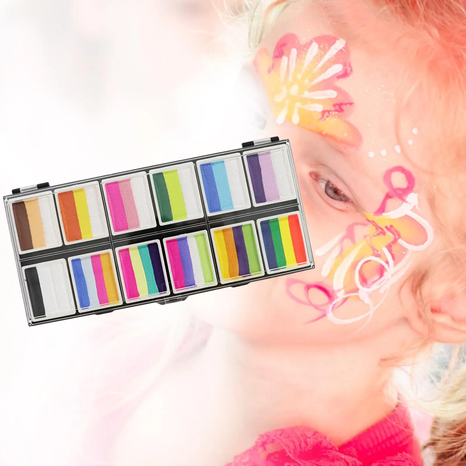 مجموعة رسم الوجه للأطفال والكبار، لوحة طلاء الجسم القابلة للغسل، مكياج ملون لحفلات الهالوين #3