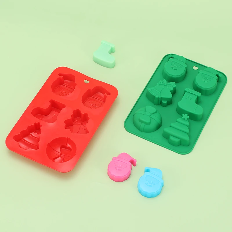 Christmas Silicone Mold 3D Cake Mould Snowman Santa Handmade Soap Molds Elk Snowman Santa Claus Bells Aroma Wax Mould