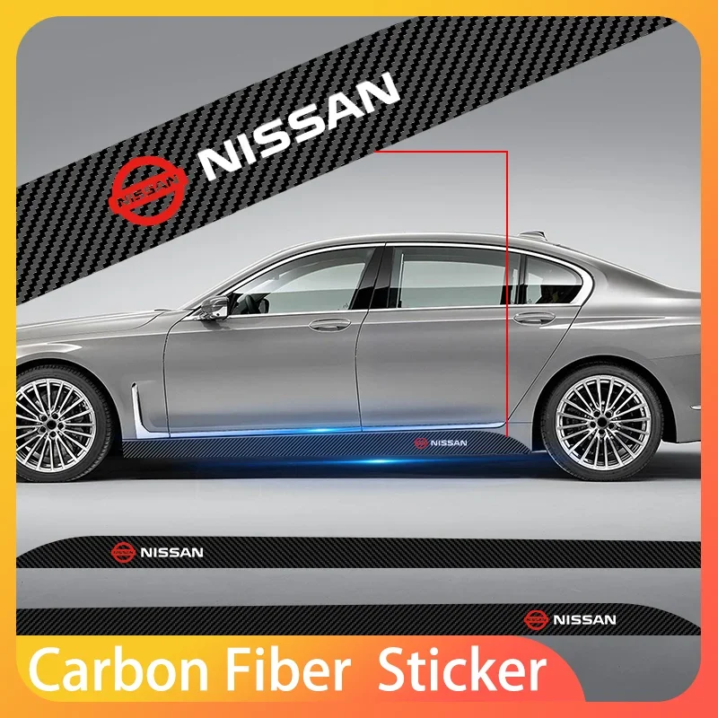 2pcs Car Logo Carbon Fibre Side Decal Side Skirt Car Stickers For Nissan Qashqai X  J11 Trail Tiida Skyline Juke Accessories