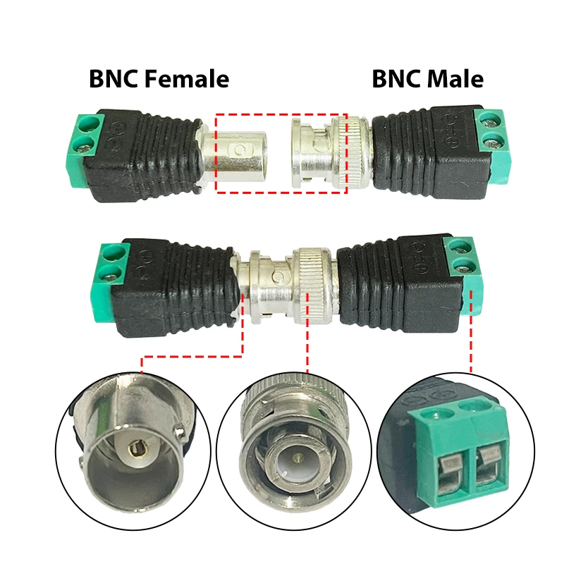 12V DC BNC Man vrouw Connector Video Balun Plug voor Surveillance CCTV Camera Led Strip Verlichting