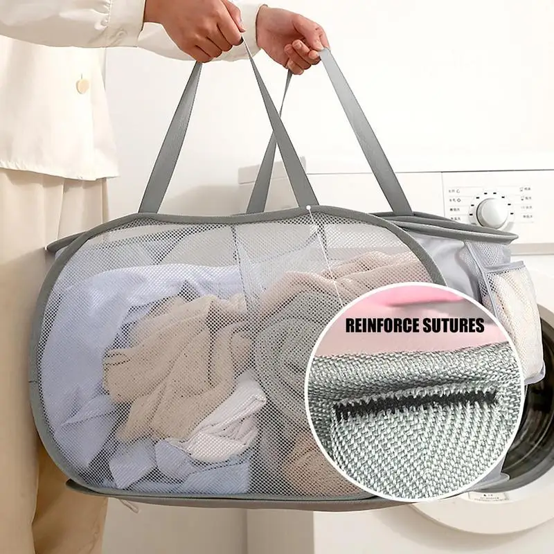 Foldable Laundry Basket Collapsible Dirty Clothes Storage Hamper With Dividers Space Saving Laundry Room Organization Bin