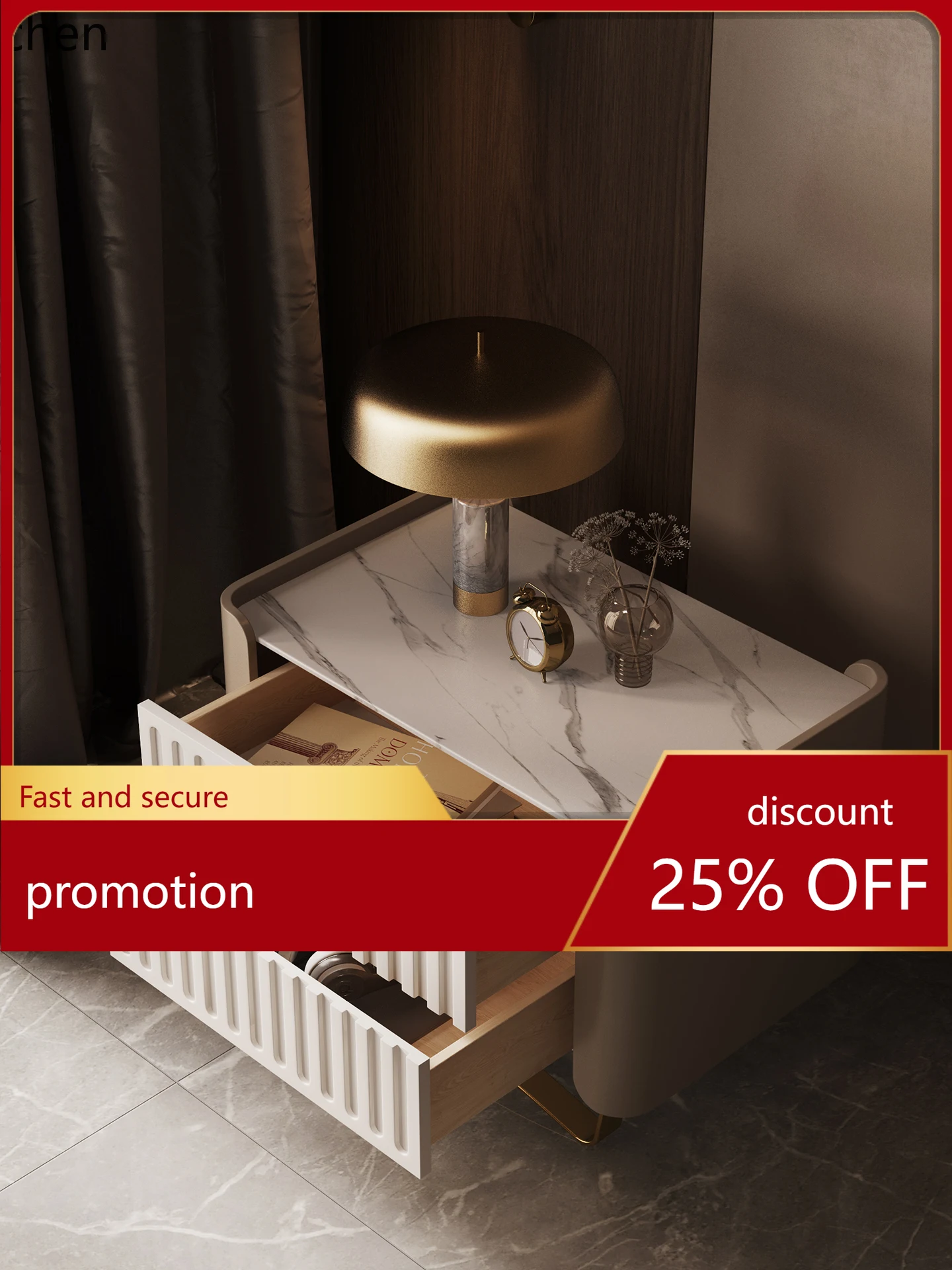ZMLlight luxury bedside table leather advanced sense intelligent minimalist bedside table