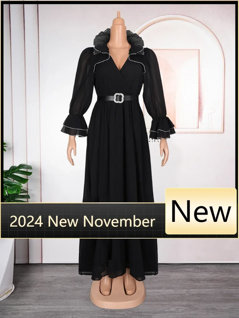 

Plus Size African Party Dresses for Women 2025 New Summer Fashion Chiffon Evening Gown Elegant Turkey Muslim Maxi Long Dress