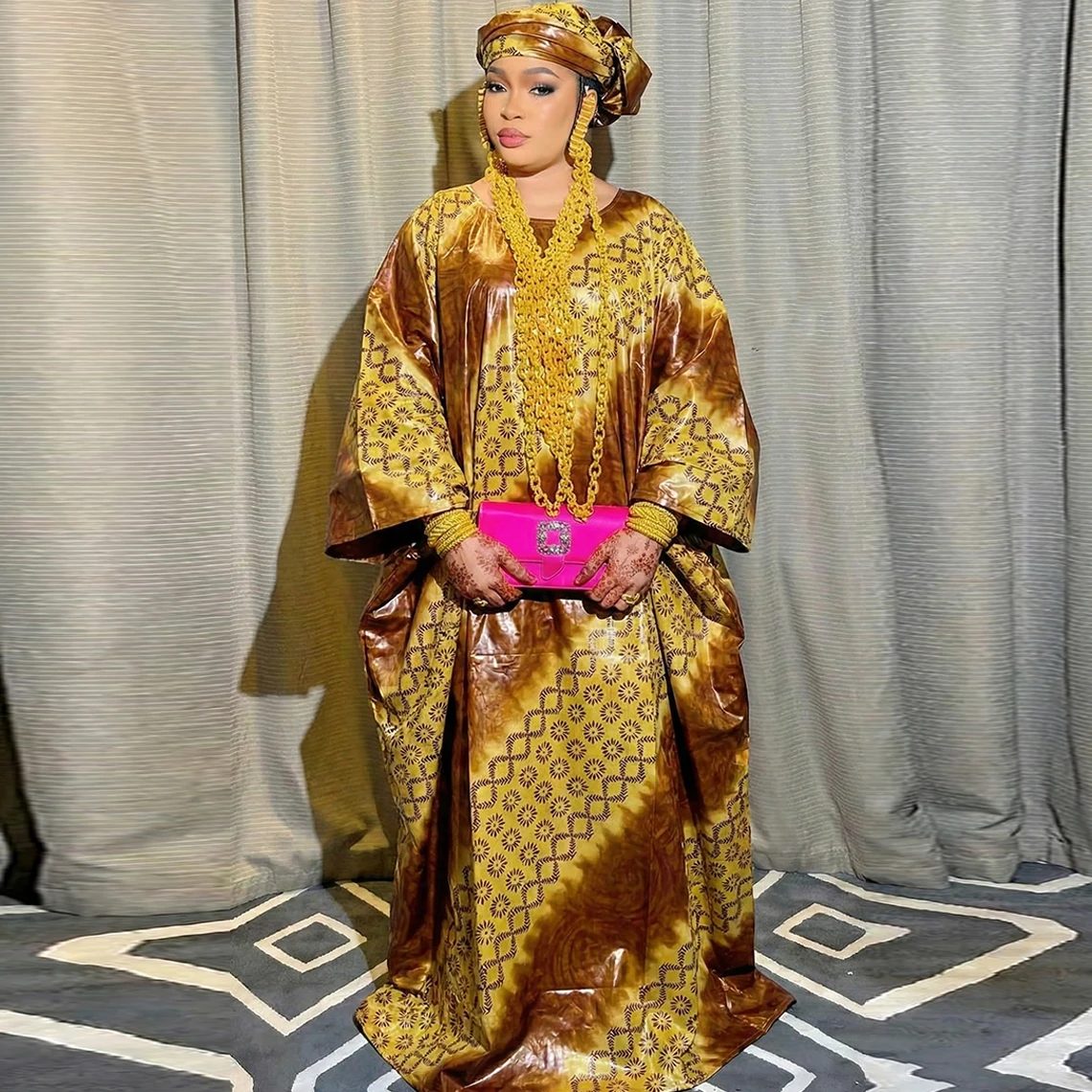 

Блестящее платье-бубу из базина риш для африканских женщин, оригинальное нигерийское платье базин риш из Мали, одежда дашики для свадеб и вечеринок